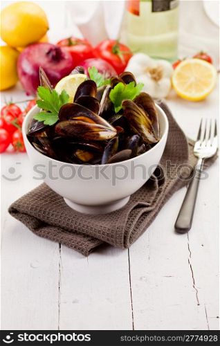 delicious italian fish dish made with mussels and white wine