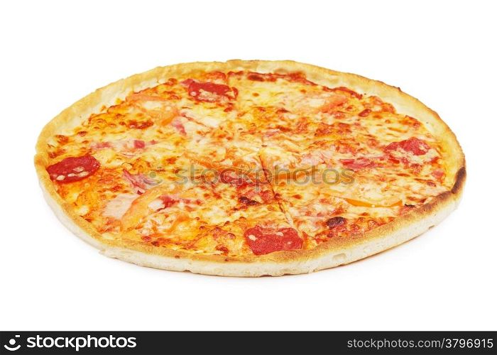 delicious italian pizza, isolated on white background
