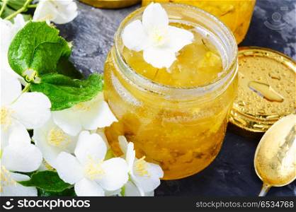 Delicious jasmine jam. Useful jam from the blossoming jasmine petals, healthy food