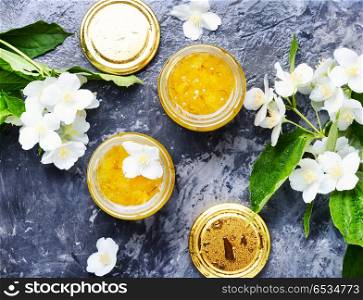 Delicious jasmine jam. Useful jam from the blossoming jasmine petals, healthy food