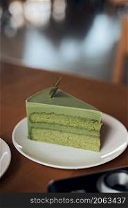 delicious Matcha cake made from green tea. Matcha cake made from green tea
