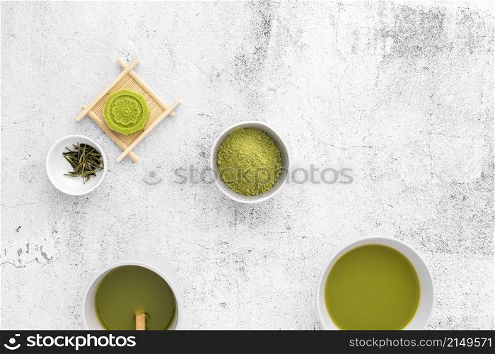 delicious matcha tea concept table