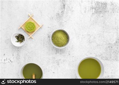 delicious matcha tea concept table