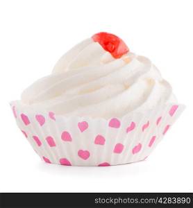 Delicious meringue sugar candy on white background.