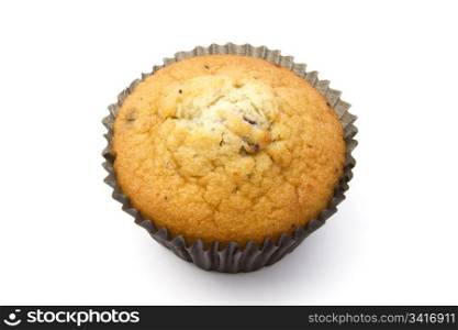 Delicious muffin isolated on white background