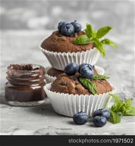 delicious muffins chocolate fruit. High resolution photo. delicious muffins chocolate fruit. High quality photo