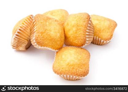 Delicious muffins isolated on white background