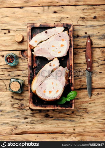 Delicious of healthy grilled steak on a wooden kitchen board. Delicious beef steak on wooden table