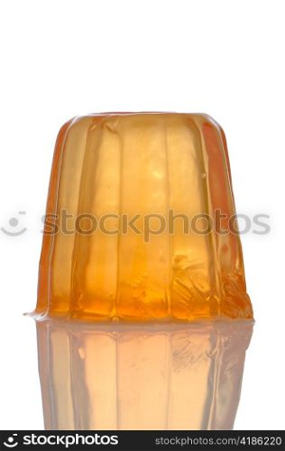 Delicious orange gelatin on a white background.