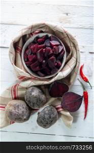 delicious organic homemade beetroot salad in a small bowl