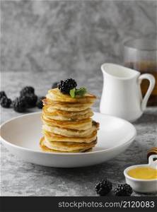 delicious pancakes with blackberry