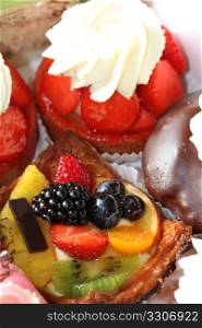 Delicious pastry cake with fresh fruit