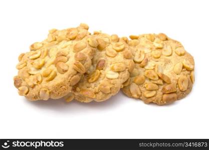 Delicious peanut cookies isolated on white background