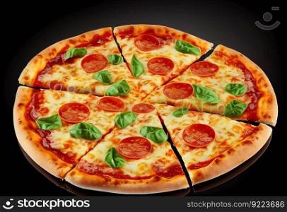 Delicious pizza italian cuisine illustration. Ai genrative.