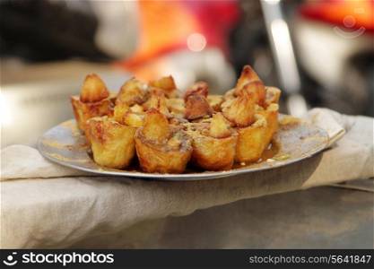 Delicious potato chat on display