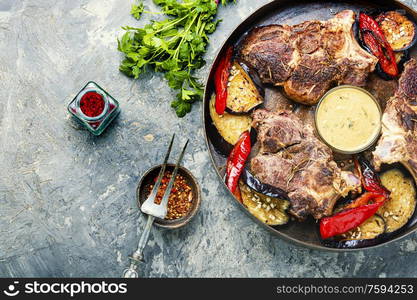 Delicious rare roast beef seasoned with fresh herbs. Grilled beef steaks