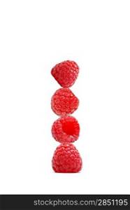 Delicious red raspberries on top of eachother