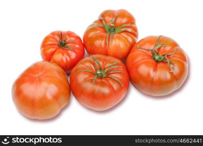 Delicious red tomatoes isolated on white background