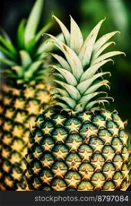 Delicious Ripe pineapple 3d illustrated