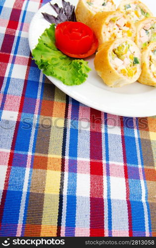 Delicious salad in the plate