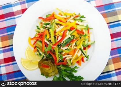 Delicious salad in the plate