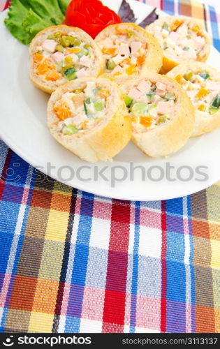 Delicious salad in the plate