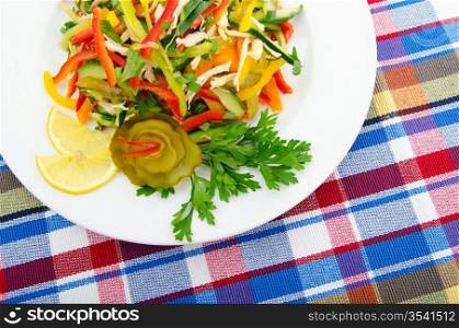 Delicious salad in the plate