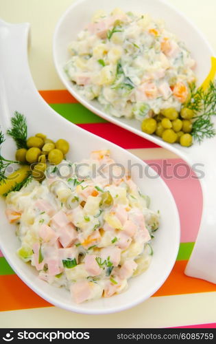 Delicious salad in the plate