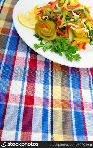 Delicious salad in the plate