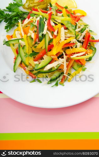 Delicious salad in the plate