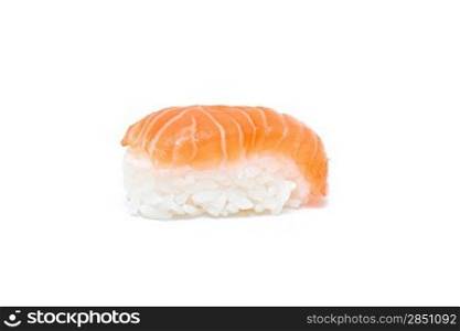 Delicious salmon nigiris isolated on white