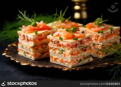 Delicious sandwiches with shrimps.