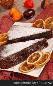 Delicious slice of chestnut cake for autumn season