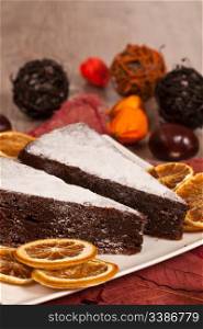 Delicious slice of chestnut cake for autumn season