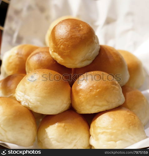 delicious soft roll bread on buffet line