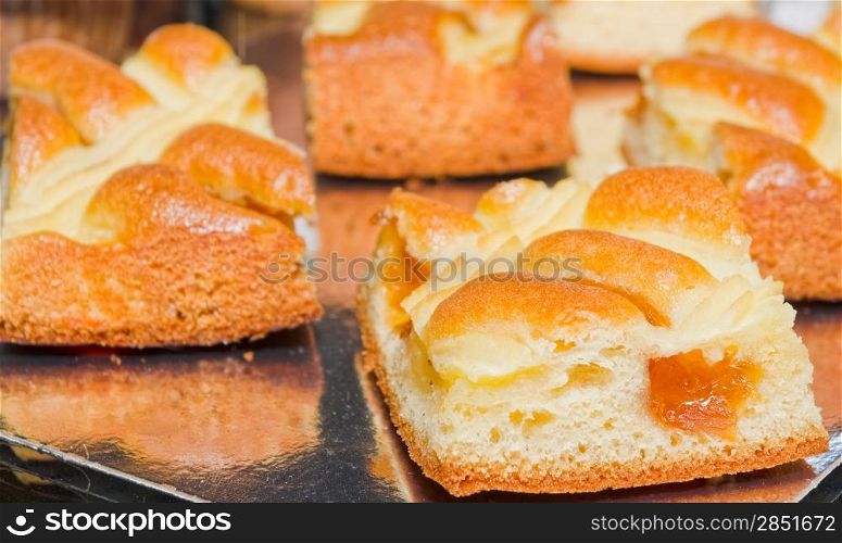 Delicious Sponge cake with apricot jam