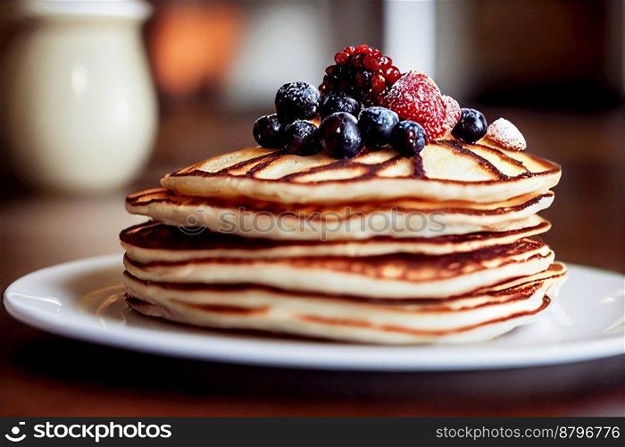 Delicious stack of American pancakes 3d illustrated