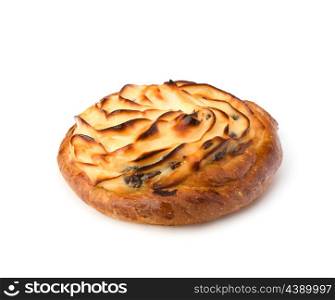 Delicious sweet cream bun isolated on white background