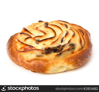 Delicious sweet cream bun isolated on white background