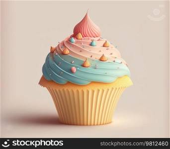 Delicious sweet cupcake. Illustration Generative AI