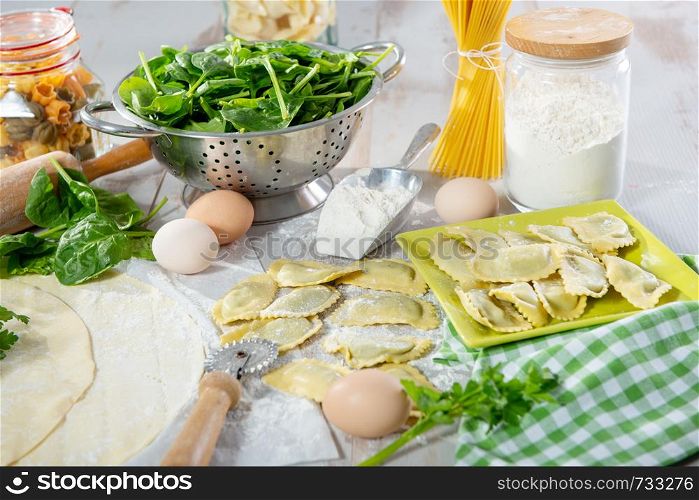 delicious traditional italian ravioli filled with spinach