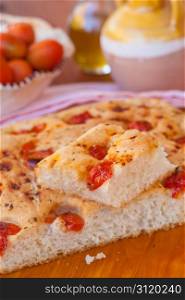 Delicious typical focaccia bread from south of italy