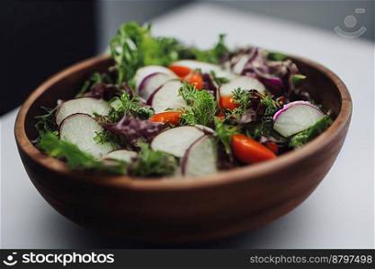 Delicious vegetarian salad bowl 3d illustrated