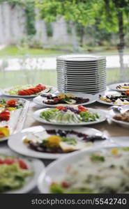 delicius catering food arrangement on party in restaurant