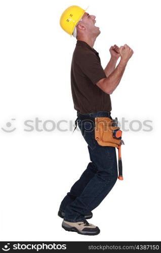 Delighted construction worker