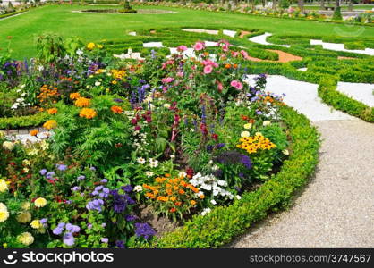 delightful flower bed in the summer park