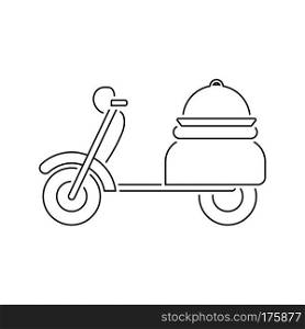 Delivering motorcycle icon. Thin line design. Vector illustration.