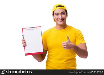 Delivery guy isolated on the white background