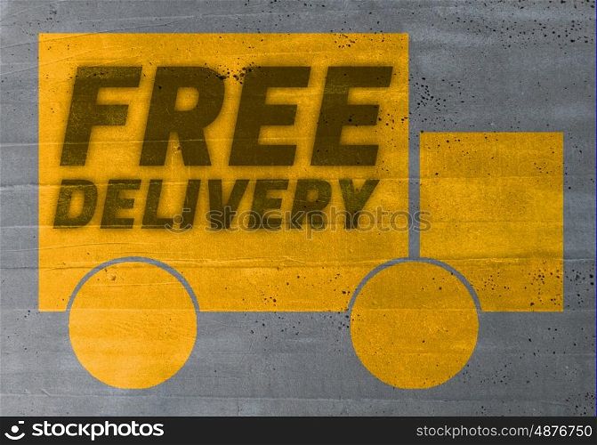 delivery icon on cement concept background. delivery icon on cement concept background.