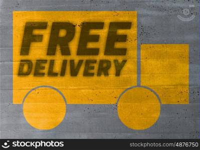 delivery icon on cement concept background. delivery icon on cement concept background.